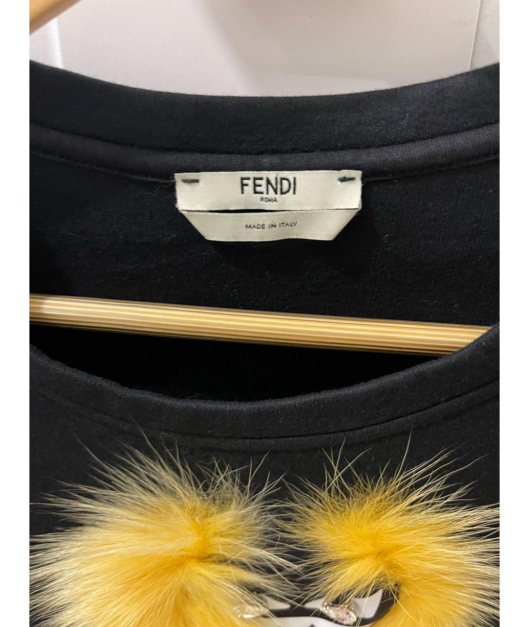 FENDI Черное хлопко-эластановое повседневное платье, фото 2