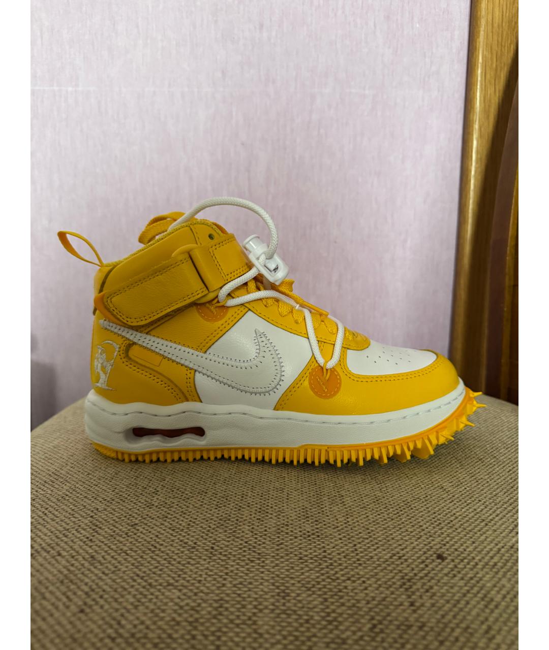 NIKE X OFF-WHITE Желтые кожаные кроссовки, фото 8