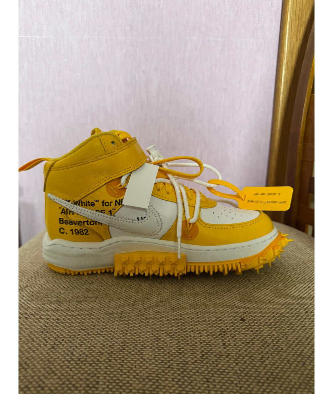 NIKE X OFF-WHITE Желтые кожаные кроссовки, фото 6