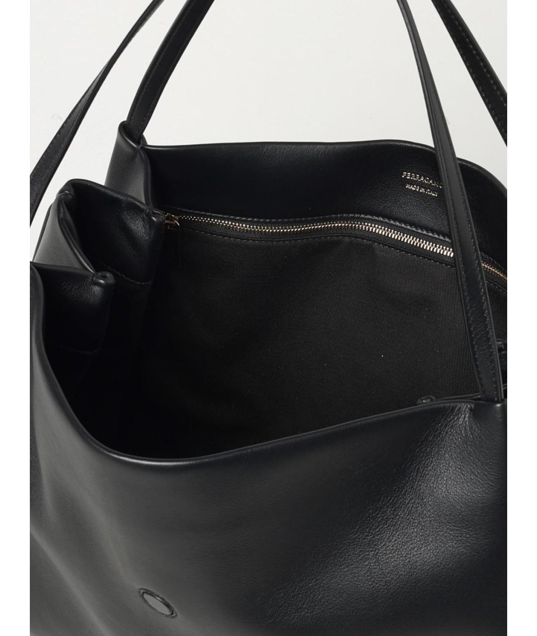 FERRAGAMO Черная кожаная сумка тоут, фото 5