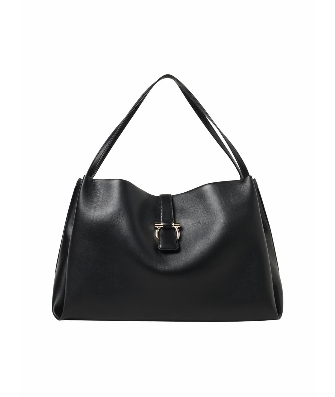 FERRAGAMO Черная кожаная сумка тоут, фото 1