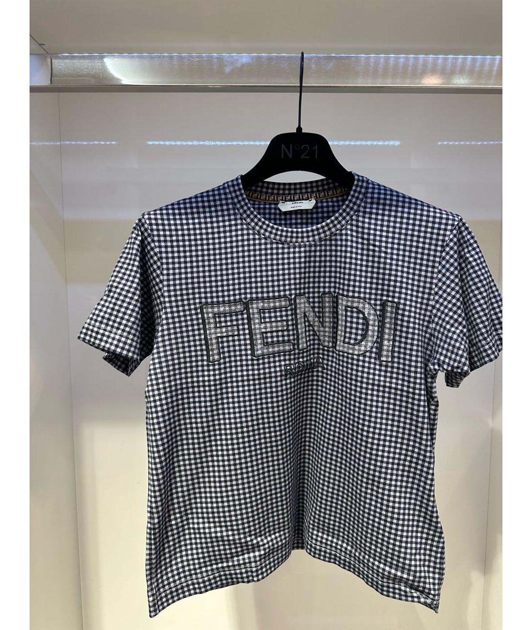 FENDI Темно-синяя хлопковая футболка, фото 2