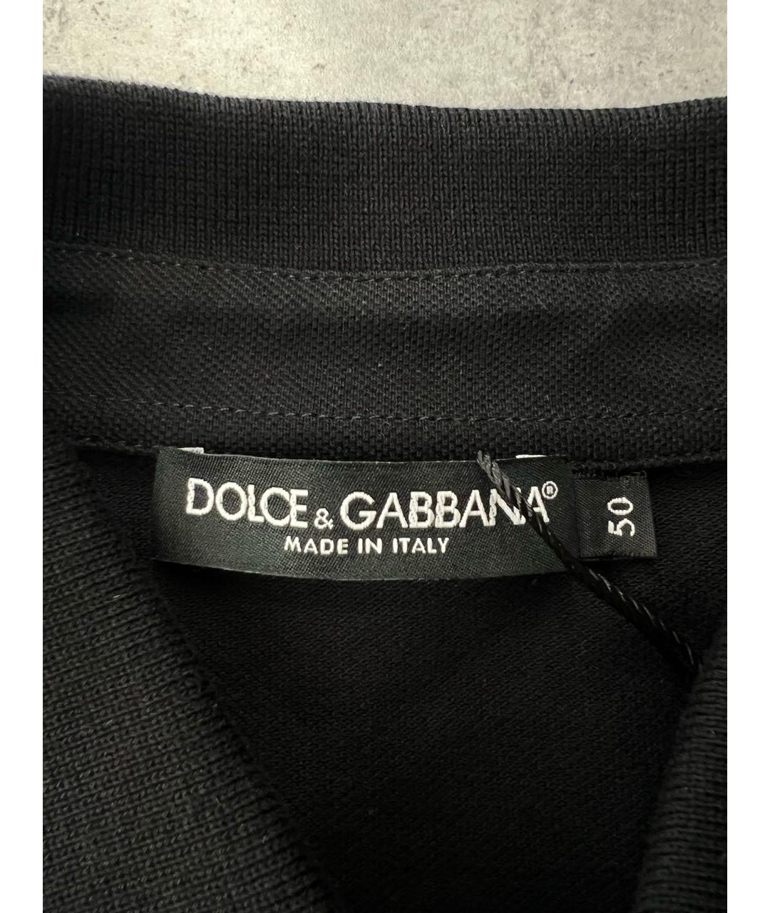 DOLCE&GABBANA Черное хлопковое поло с коротким рукавом, фото 5