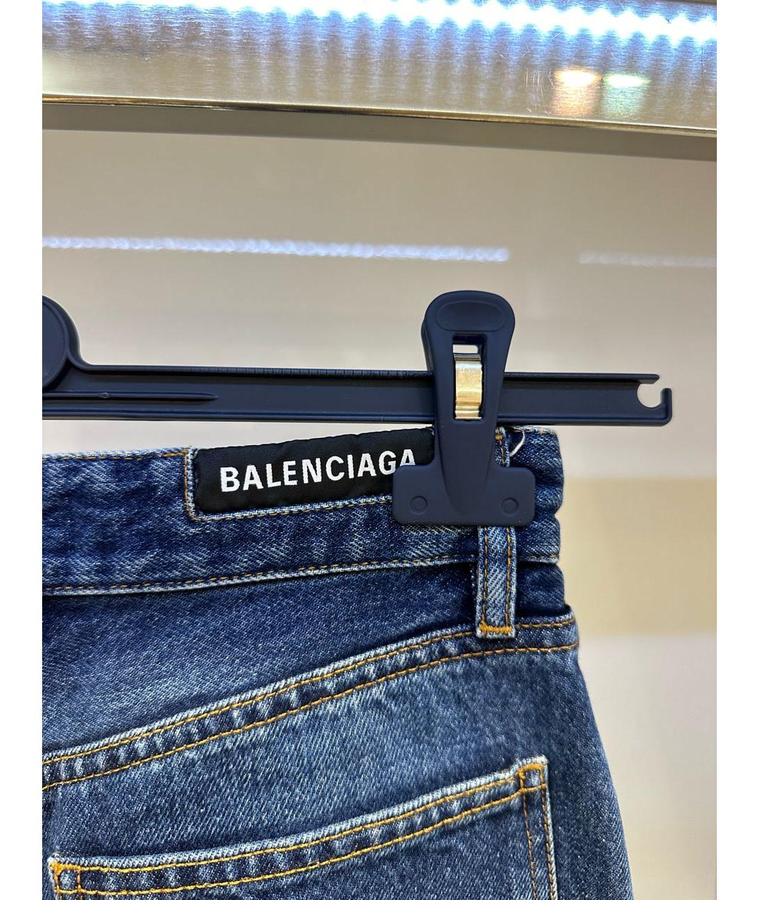 BALENCIAGA Темно-синие хлопковые прямые джинсы, фото 3