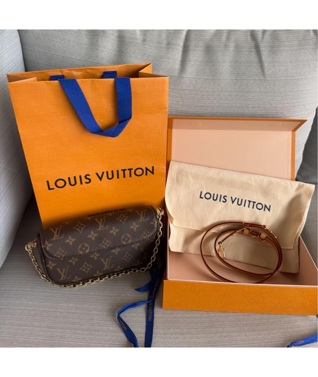 LOUIS VUITTON Коричневая кожаная сумка через плечо, фото 2