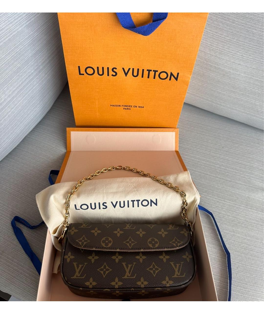 LOUIS VUITTON Коричневая кожаная сумка через плечо, фото 4