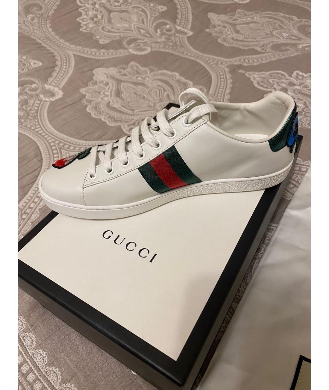 GUCCI Белые кожаные кеды, фото 5