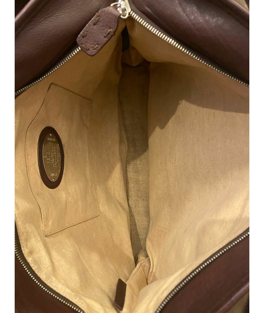 FENDI Бордовая кожаная сумка тоут, фото 8