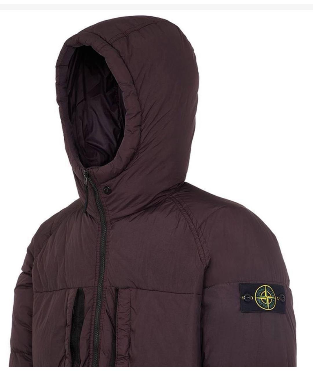 STONE ISLAND Бордовый полиэстеровый пуховик, фото 4