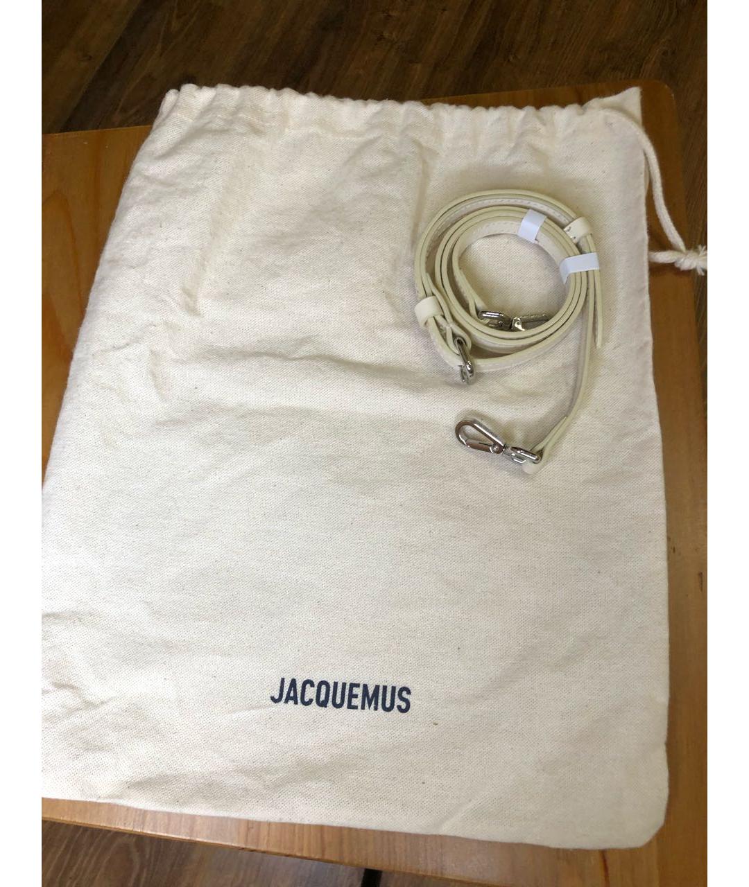 JACQUEMUS Белая сумка с короткими ручками из лакированной кожи, фото 7