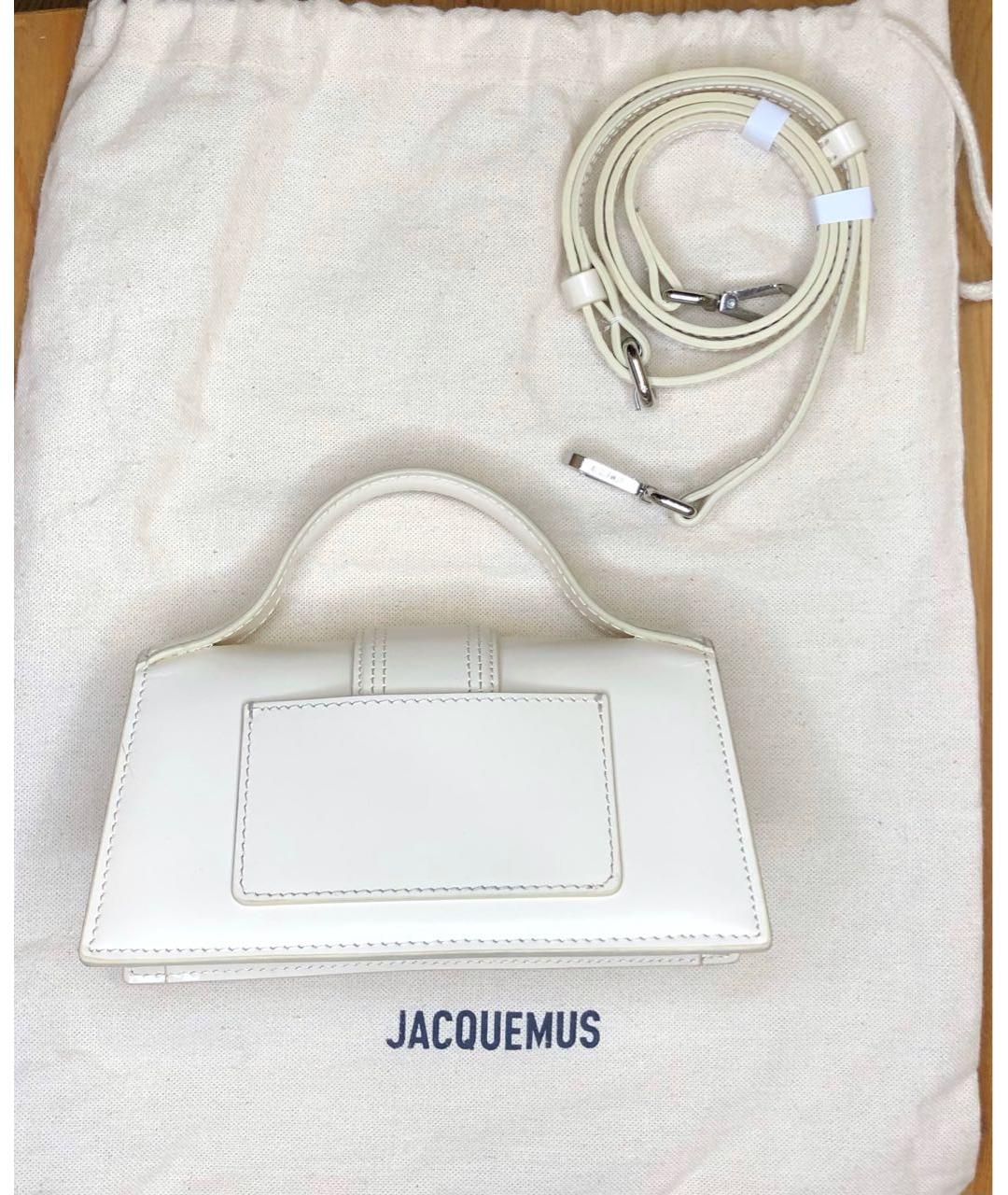 JACQUEMUS Белая сумка с короткими ручками из лакированной кожи, фото 2
