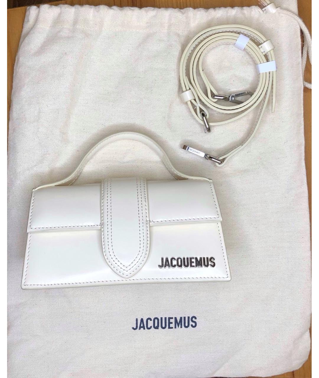 JACQUEMUS Белая сумка с короткими ручками из лакированной кожи, фото 8