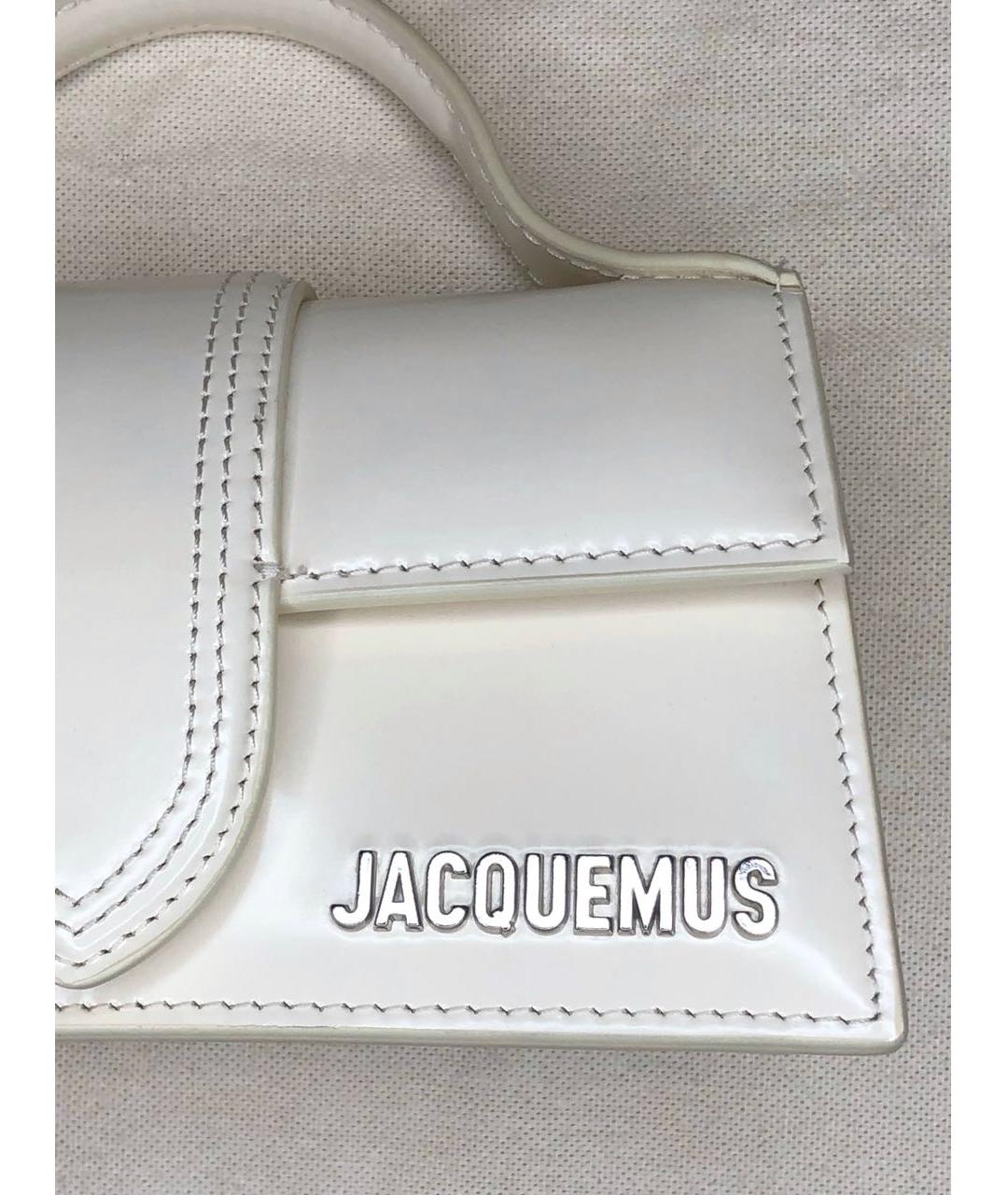 JACQUEMUS Белая сумка с короткими ручками из лакированной кожи, фото 5