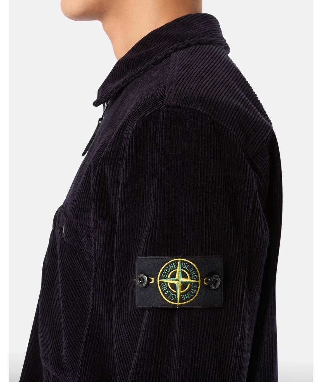 STONE ISLAND Темно-синяя велюровая куртка, фото 3