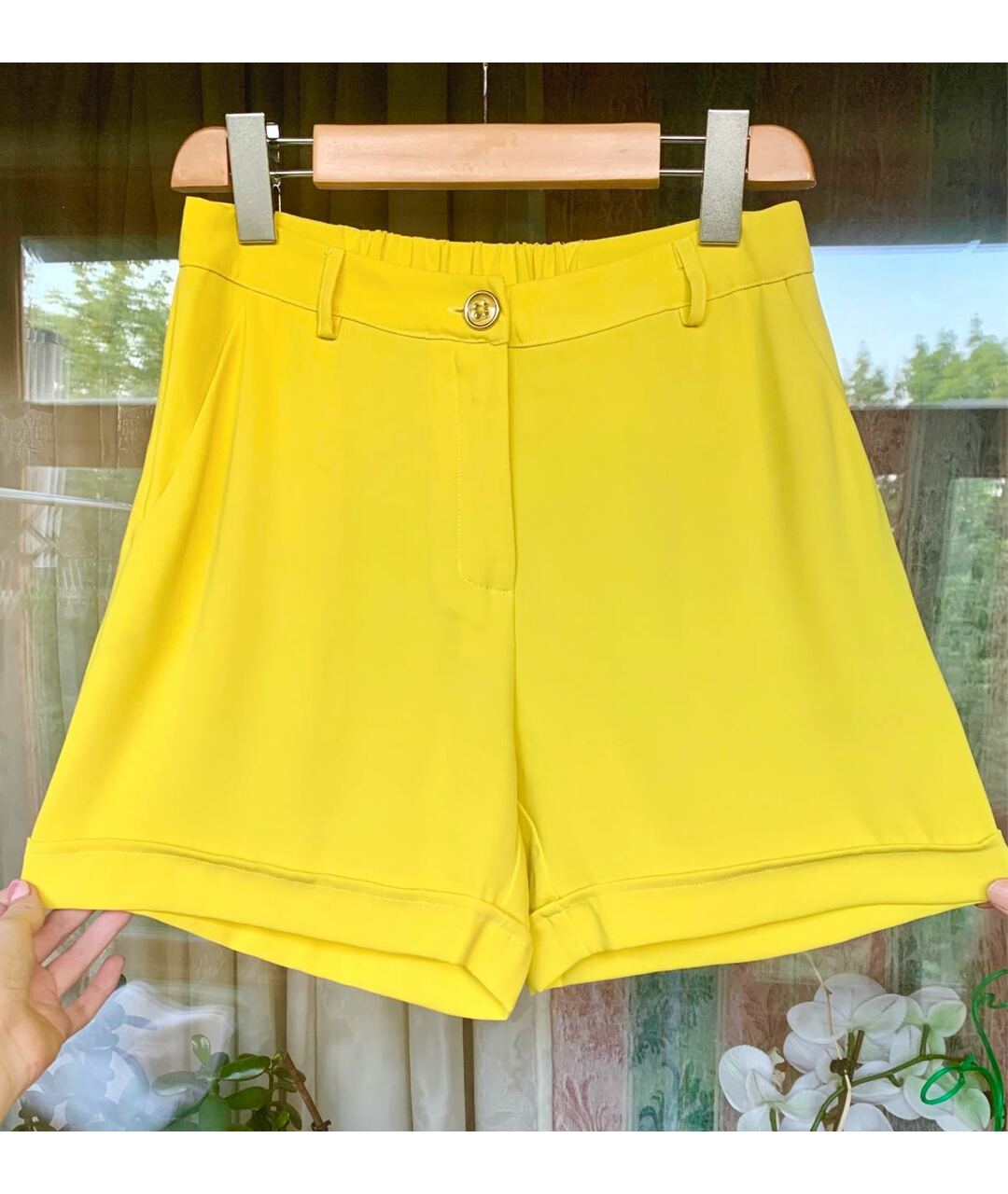 TWIN-SET Желтые вискозные шорты, фото 7