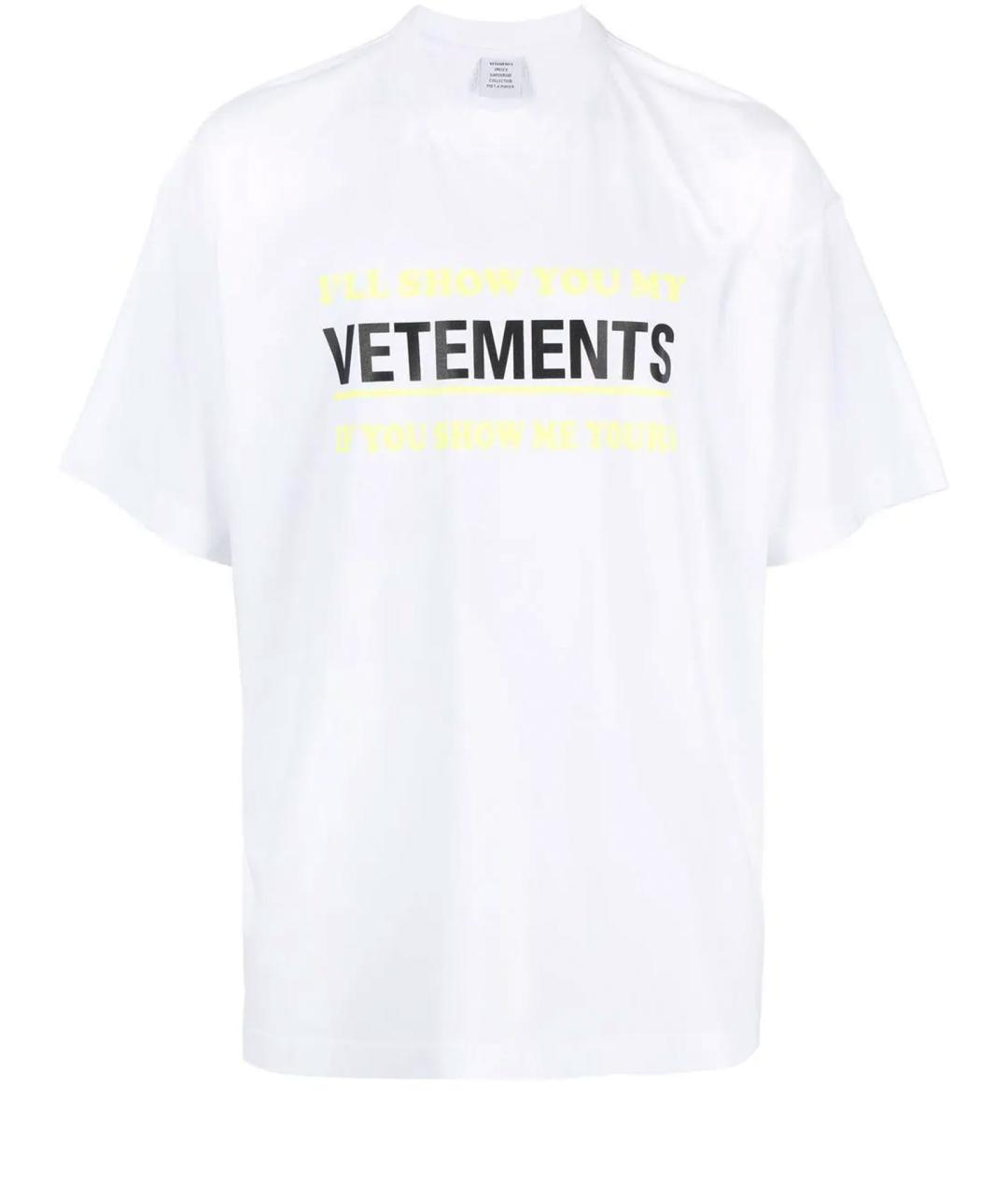 VETEMENTS Белая хлопковая футболка, фото 1