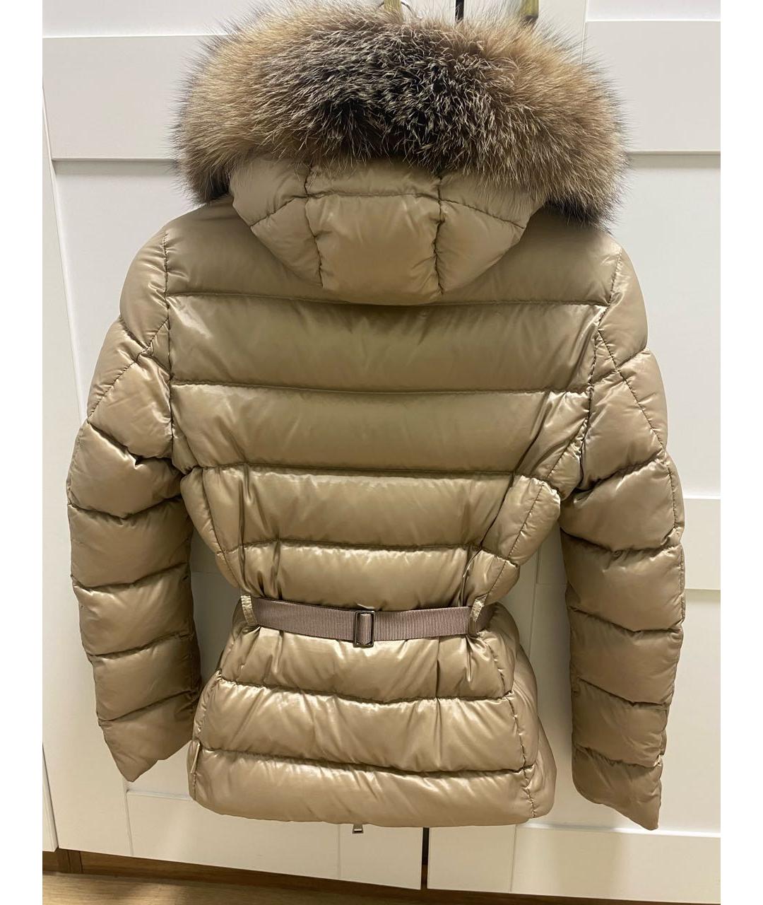 MONCLER Бежевый атласный пуховик, фото 2