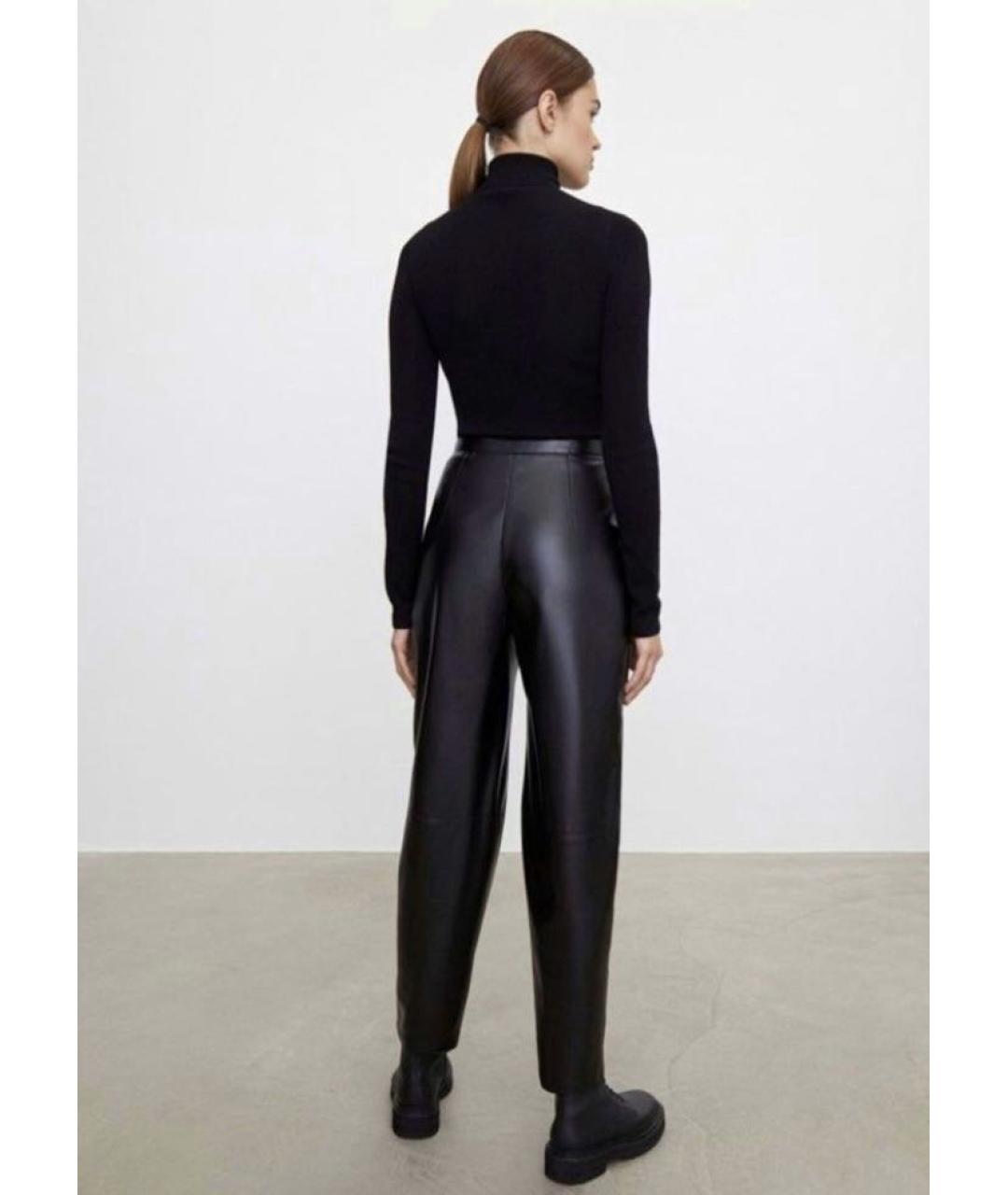 12 STOREEZ Черные кожаные прямые брюки, фото 4