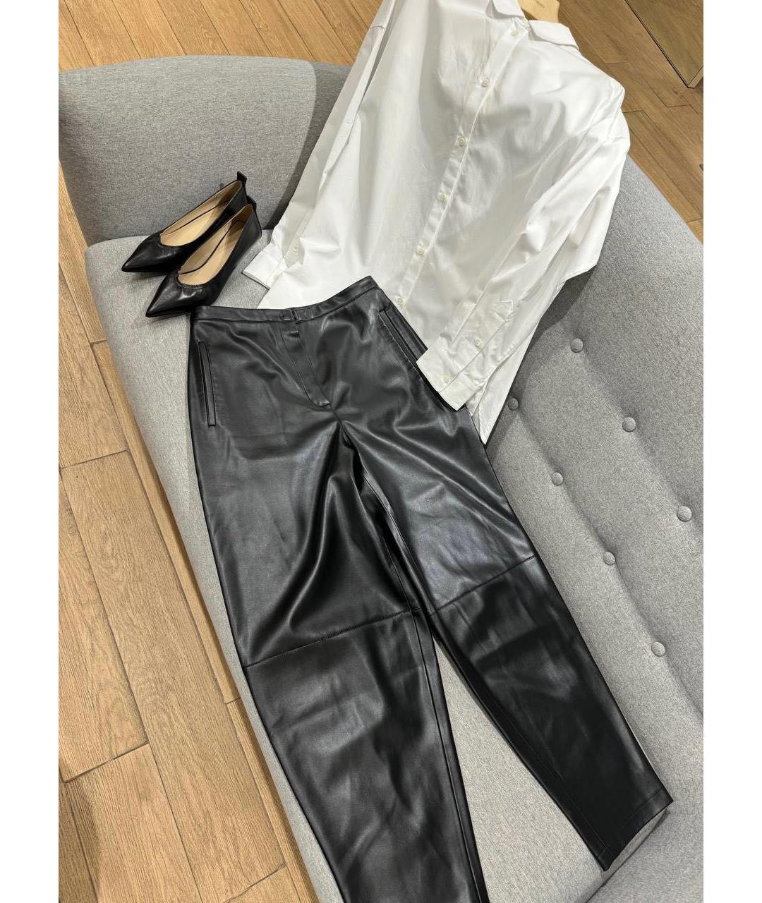 12 STOREEZ Черные кожаные прямые брюки, фото 5