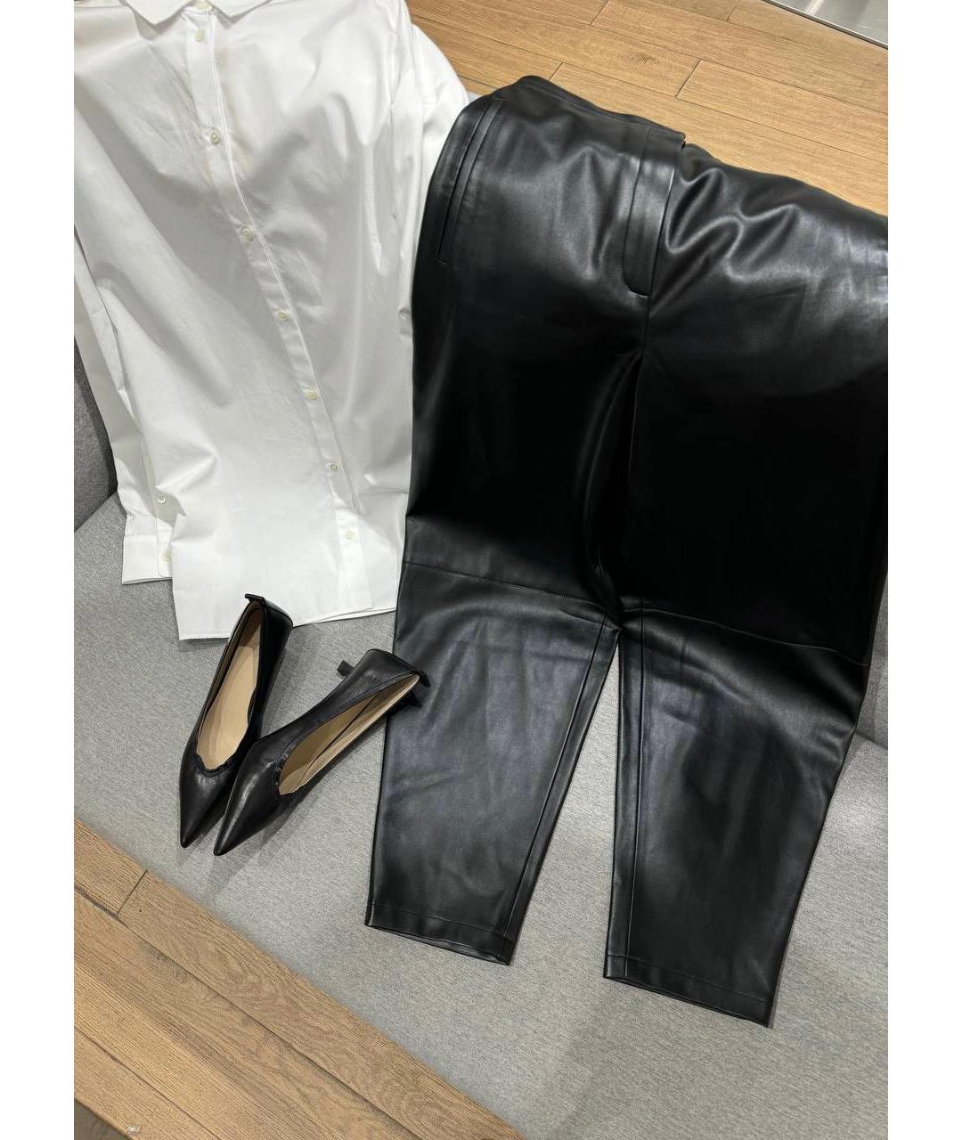 12 STOREEZ Черные кожаные прямые брюки, фото 6