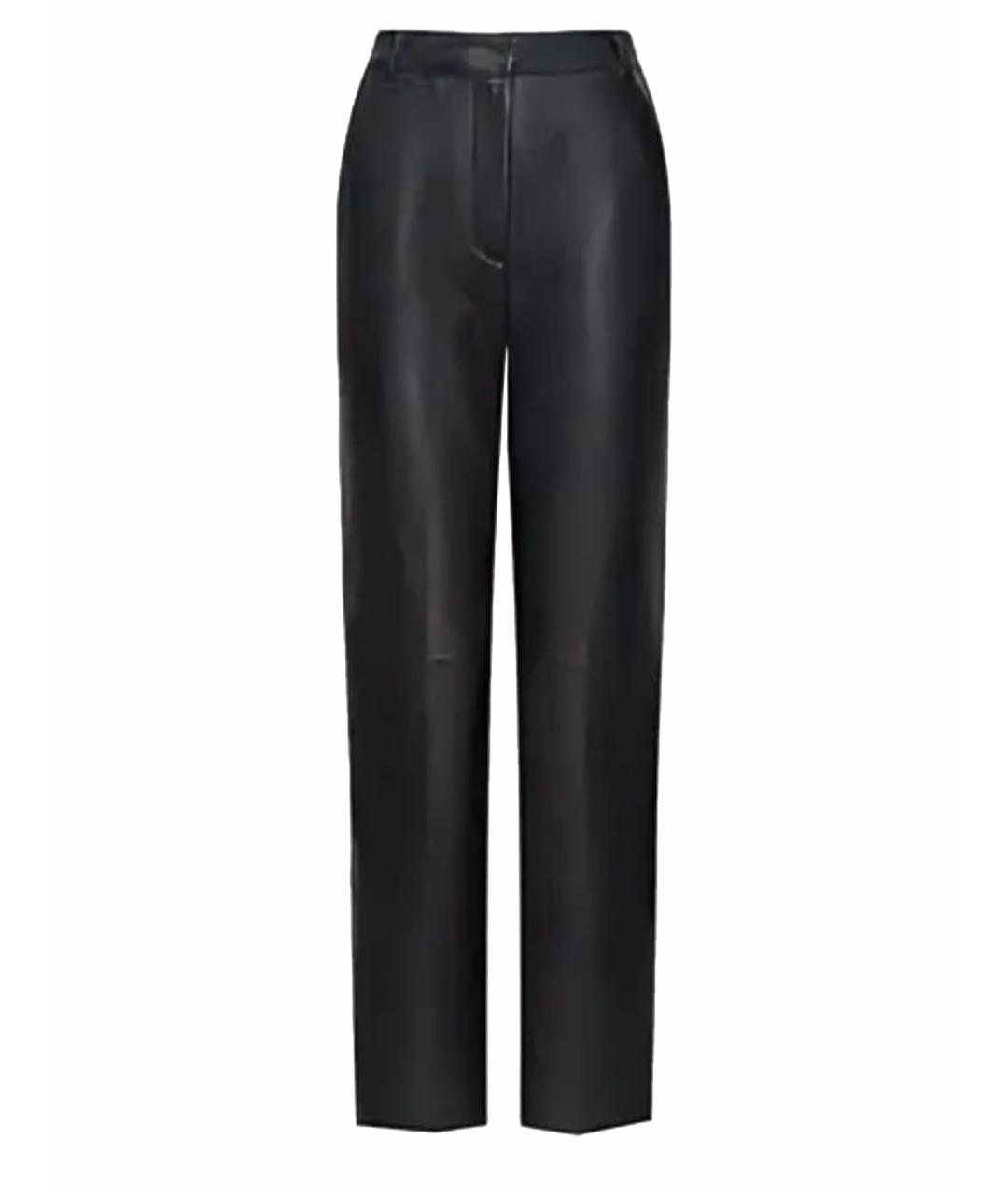 12 STOREEZ Черные кожаные прямые брюки, фото 1