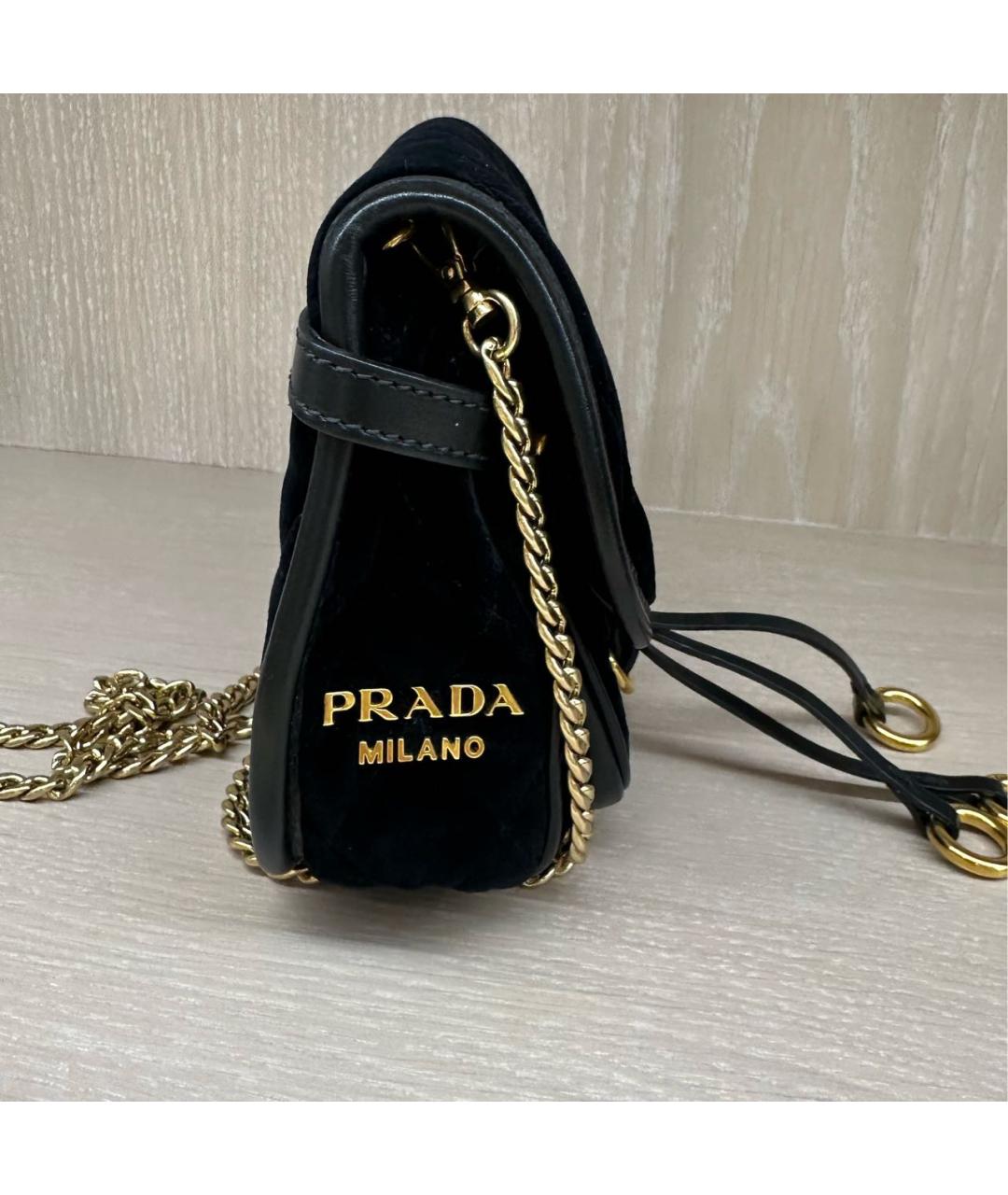 PRADA Черная бархатная сумка через плечо, фото 2