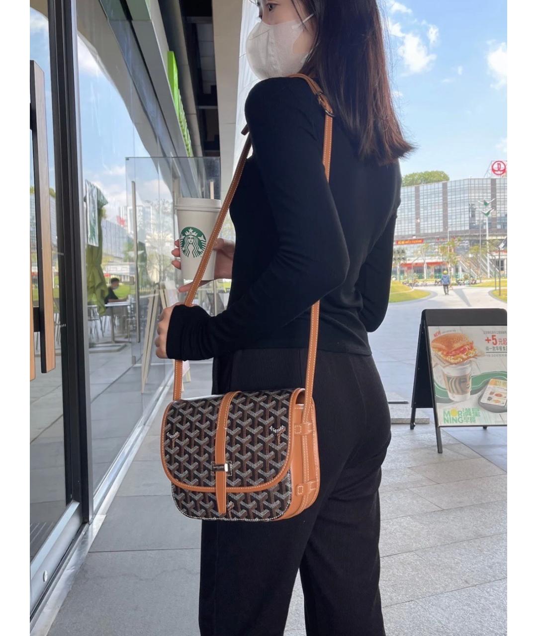 GOYARD Коричневая сумка через плечо из искусственной кожи, фото 7