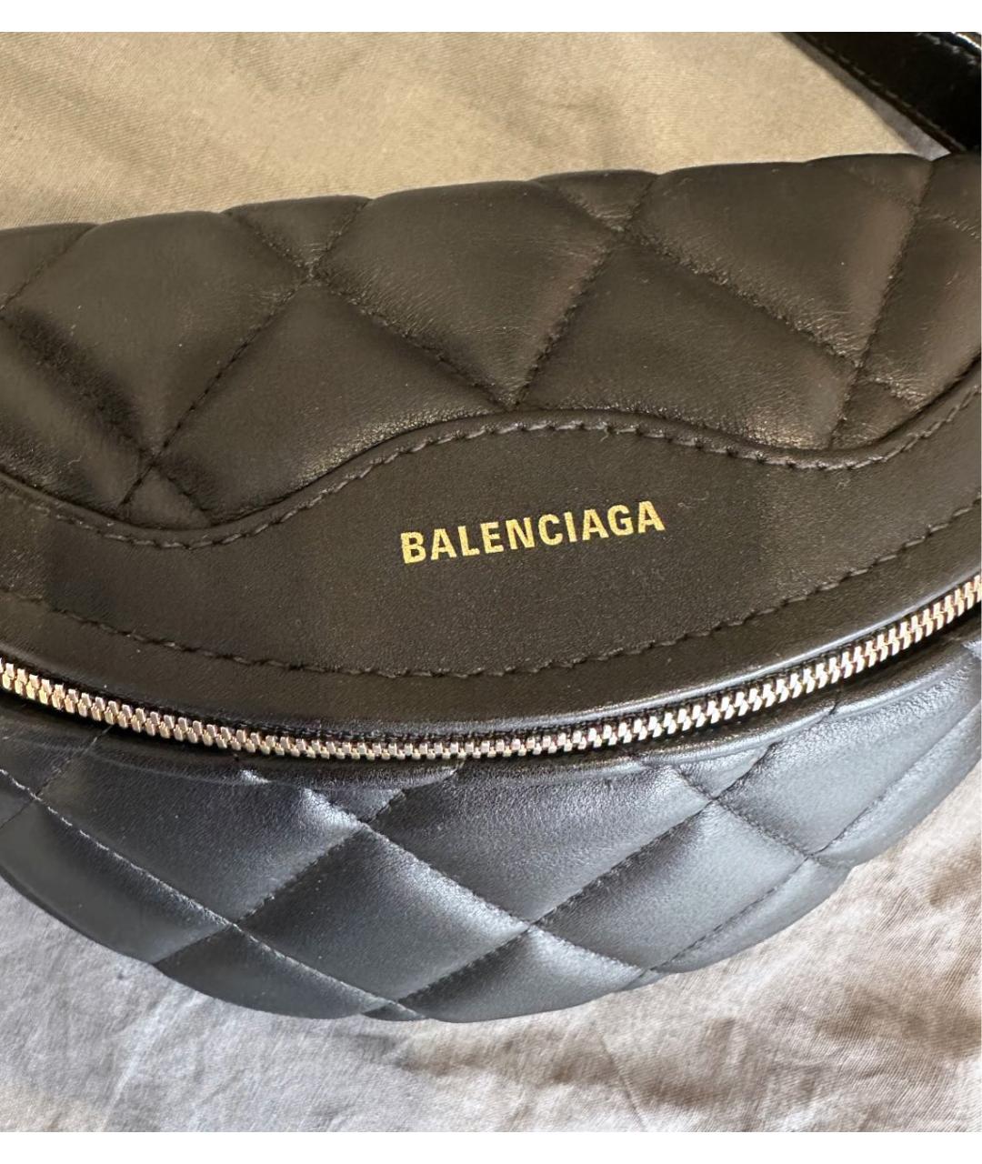 BALENCIAGA Черная кожаная сумка через плечо, фото 2