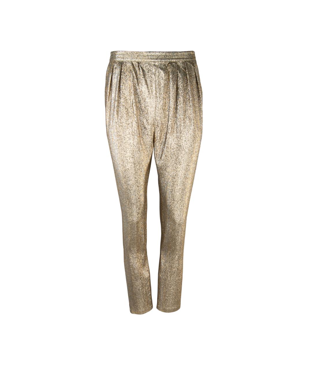 STELLA MCCARTNEY Золотые шелковые брюки узкие, фото 1