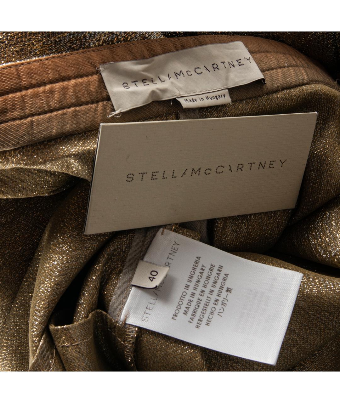 STELLA MCCARTNEY Золотые шелковые брюки узкие, фото 4