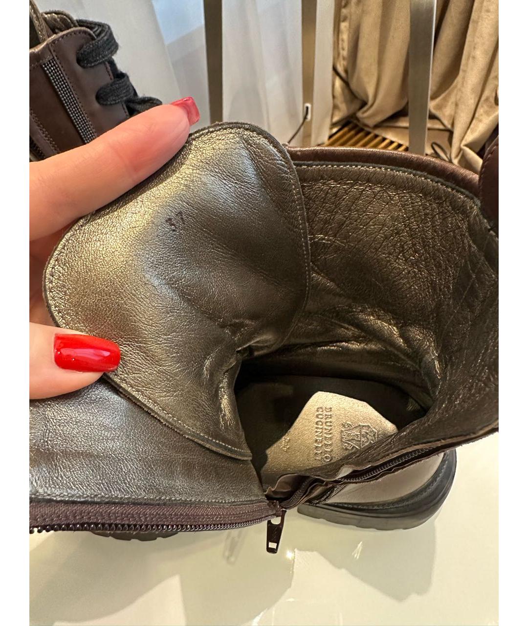 BRUNELLO CUCINELLI Коричневые кожаные ботинки, фото 5