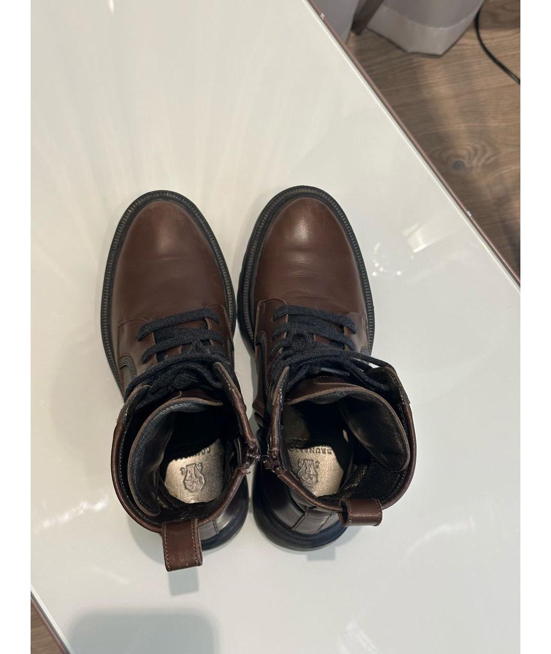 BRUNELLO CUCINELLI Коричневые кожаные ботинки, фото 3