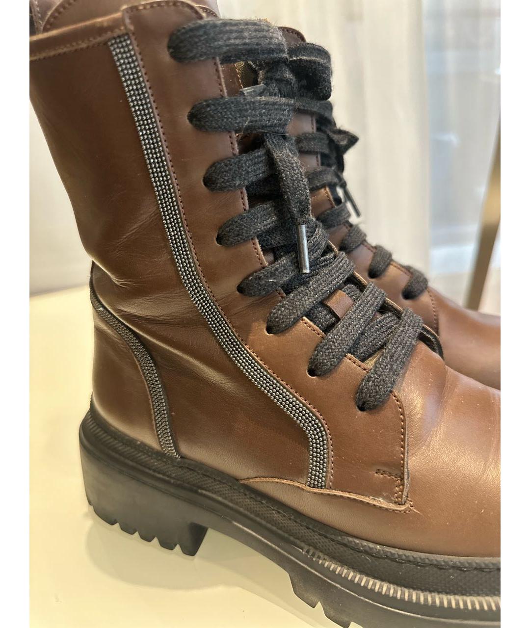 BRUNELLO CUCINELLI Коричневые кожаные ботинки, фото 6