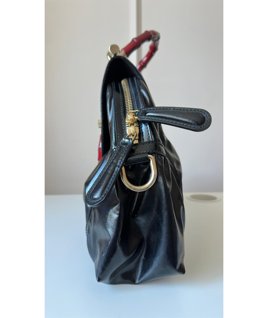 GUCCI Черная сумка с короткими ручками из лакированной кожи, фото 4