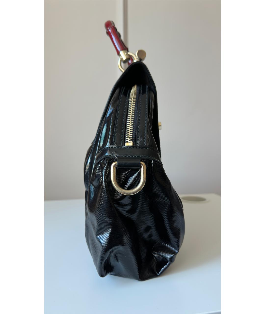 GUCCI Черная сумка с короткими ручками из лакированной кожи, фото 5