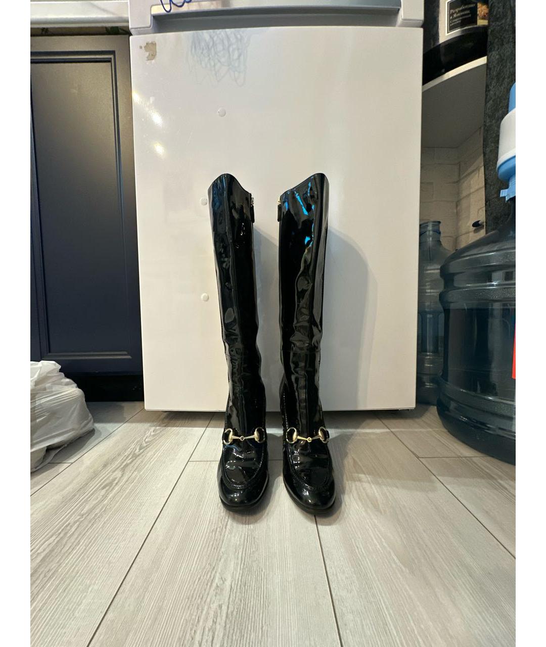 GUCCI Черные сапоги из лакированной кожи, фото 2