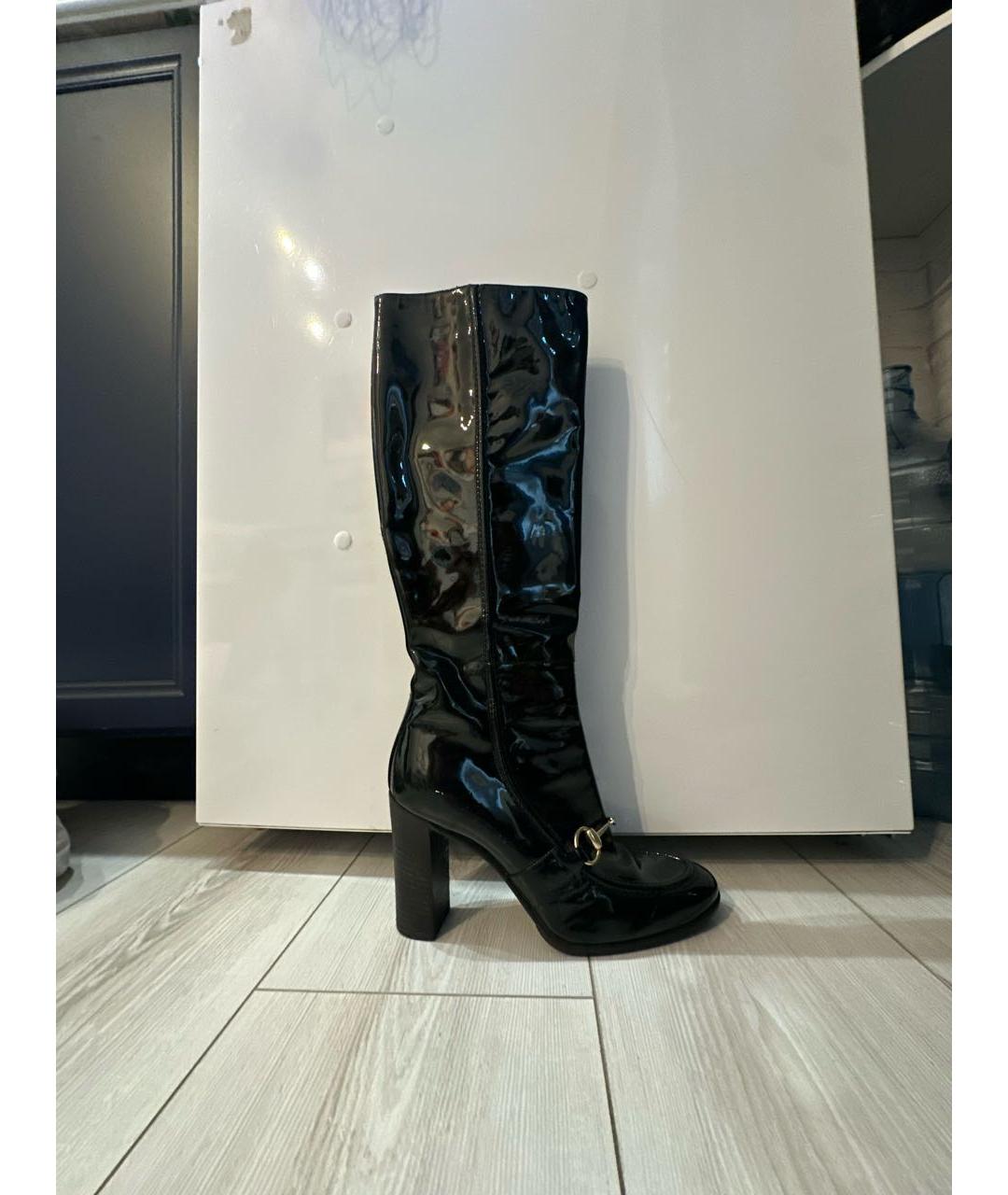 GUCCI Черные сапоги из лакированной кожи, фото 5