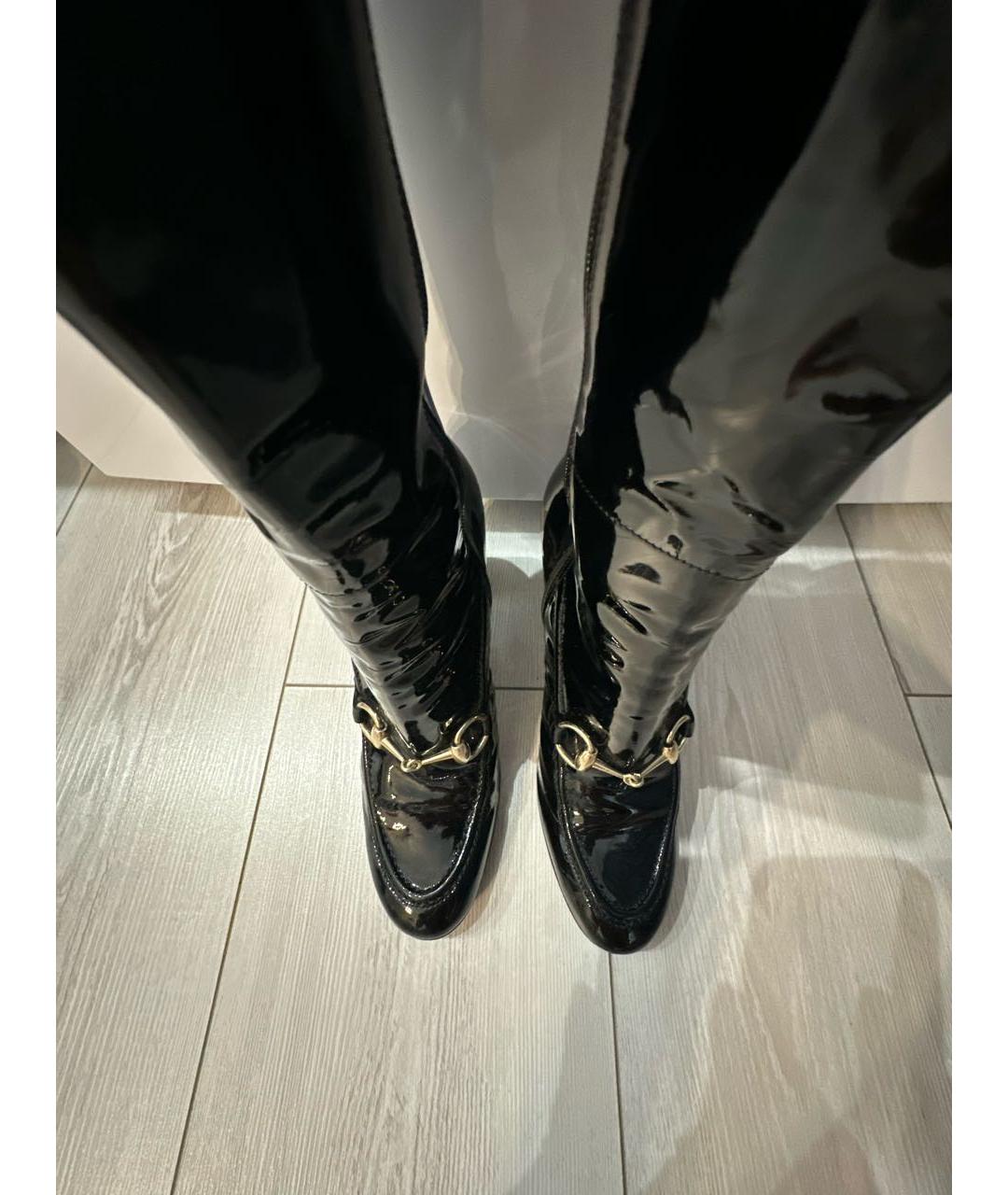 GUCCI Черные сапоги из лакированной кожи, фото 3