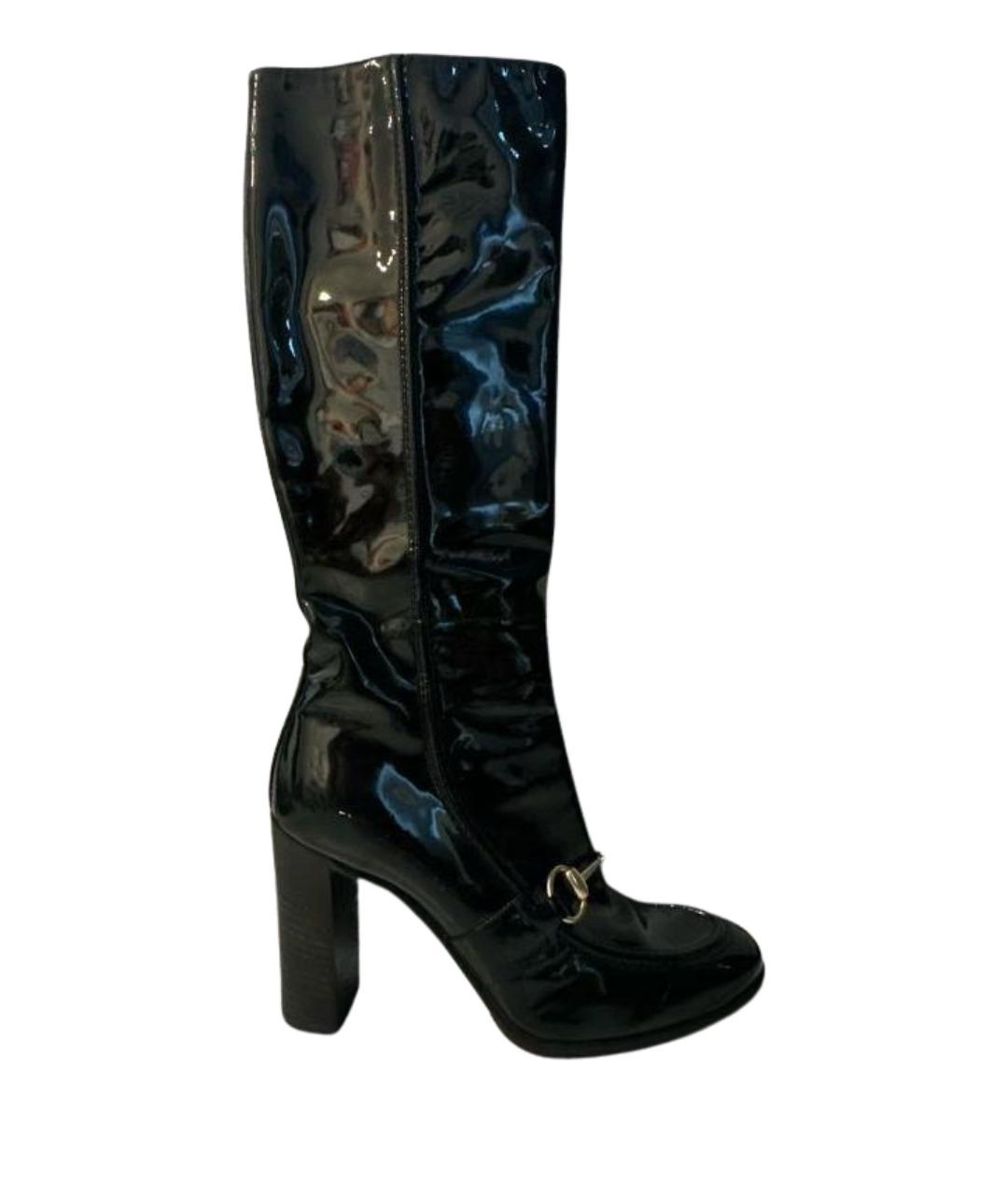 GUCCI Черные сапоги из лакированной кожи, фото 1
