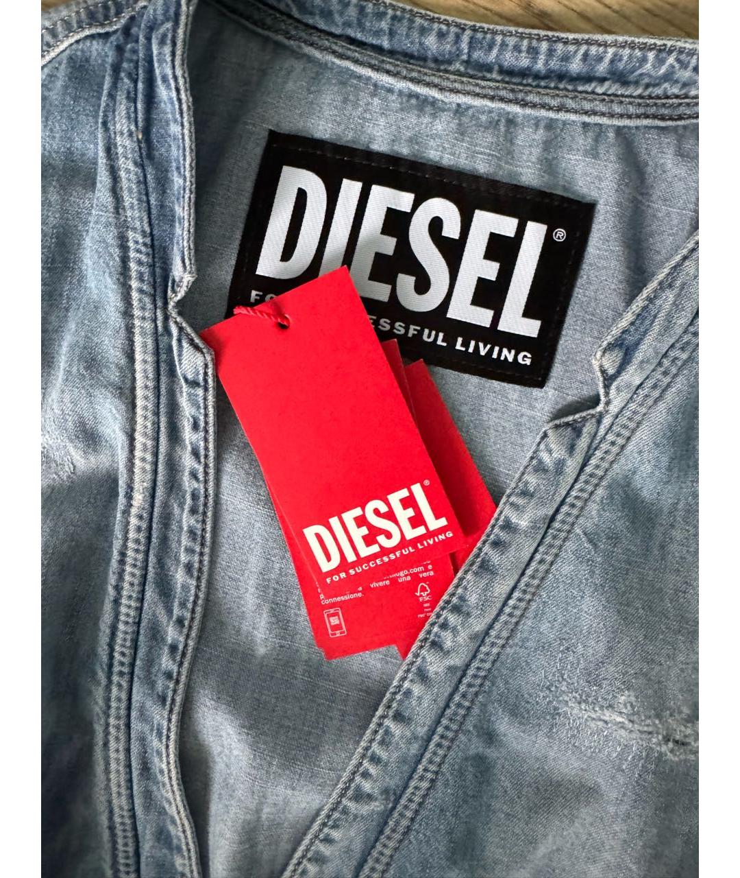 DIESEL Голубое деним повседневное платье, фото 7