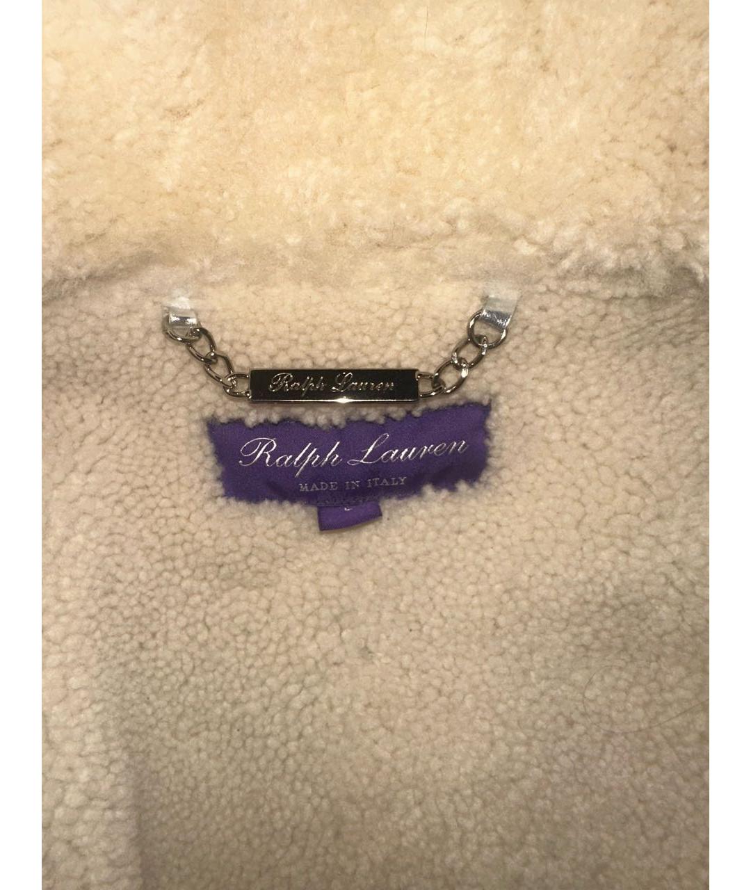 RALPH LAUREN PURPLE LABEL Серебряная кожаная дубленка, фото 7