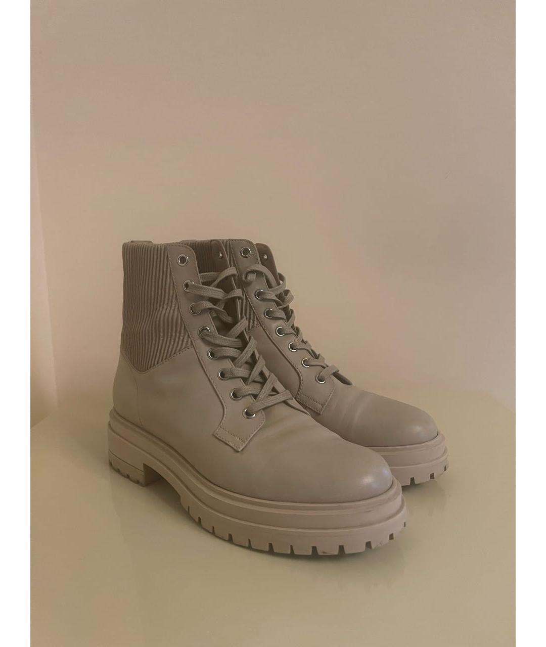 GIANVITO ROSSI Бежевые кожаные ботинки, фото 2