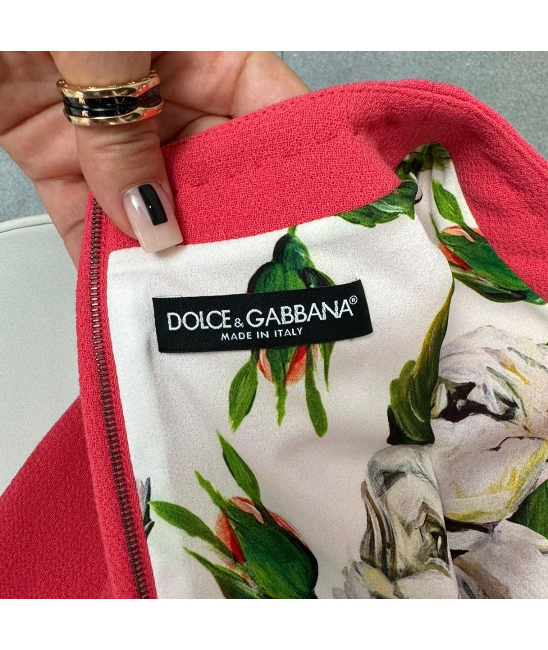 DOLCE&GABBANA Коралловое шерстяное коктейльное платье, фото 3