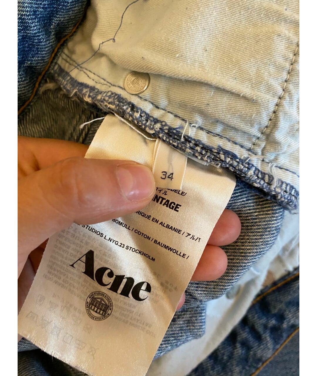 ACNE STUDIOS Голубые прямые джинсы, фото 5