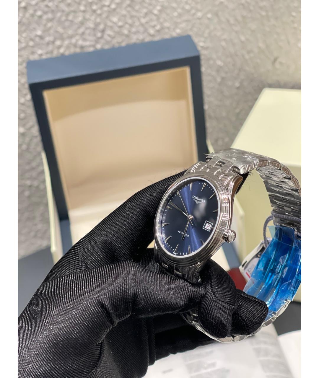 LONGINES Голубые металлические часы, фото 8