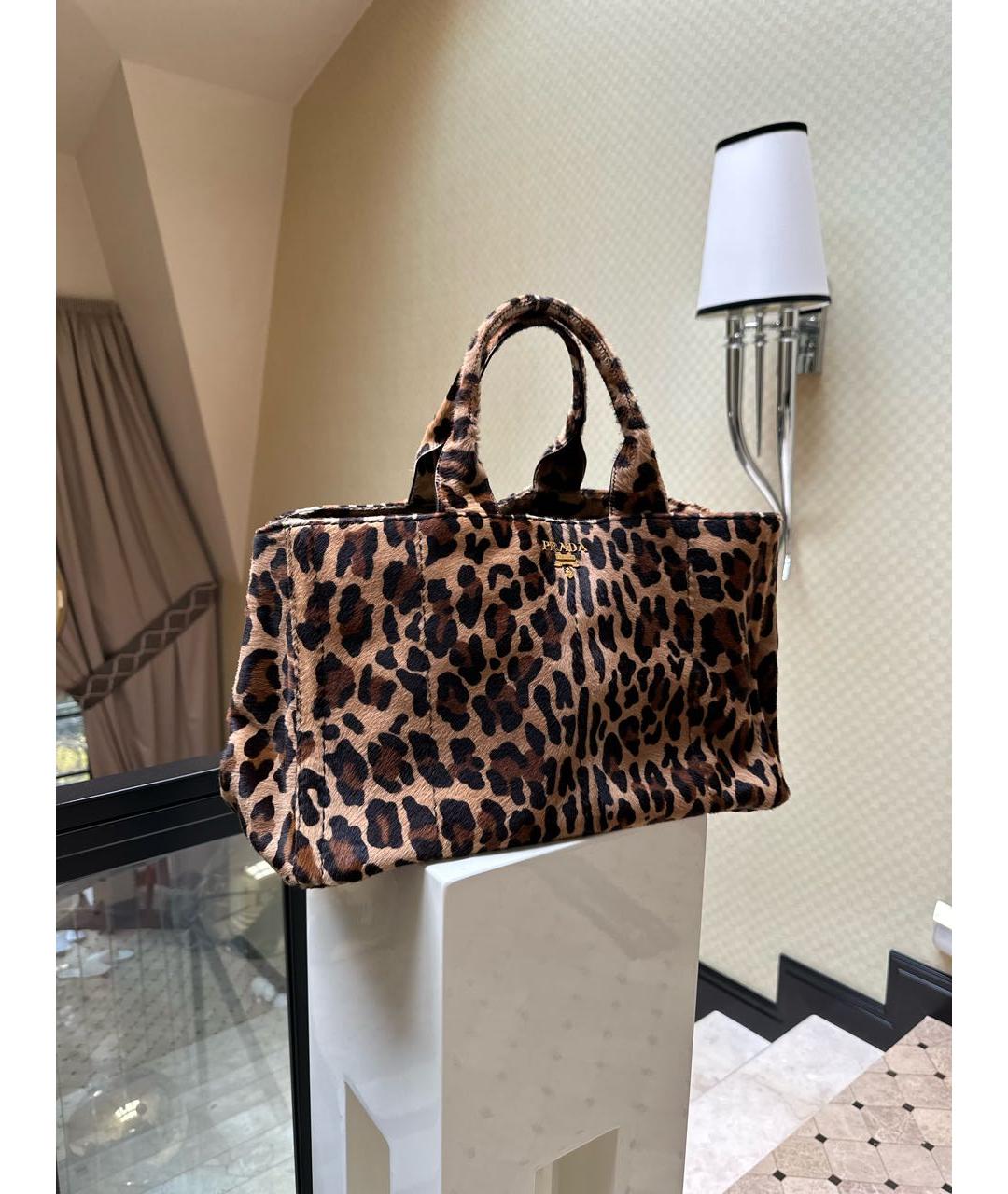 PRADA Коричневая шерстяная сумка тоут, фото 2