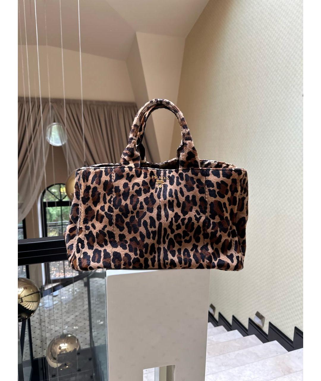 PRADA Коричневая шерстяная сумка тоут, фото 5