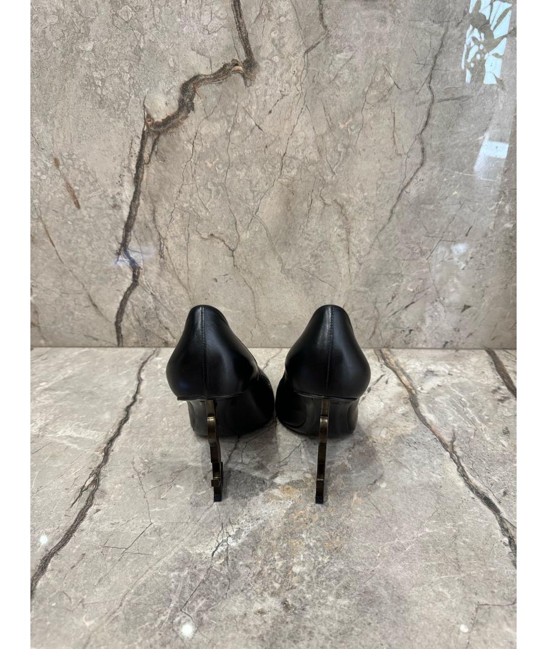 SAINT LAURENT Черные кожаные туфли, фото 4