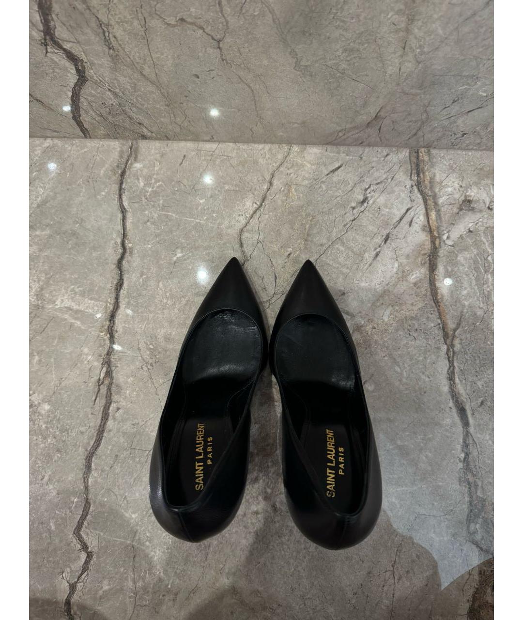 SAINT LAURENT Черные кожаные туфли, фото 3