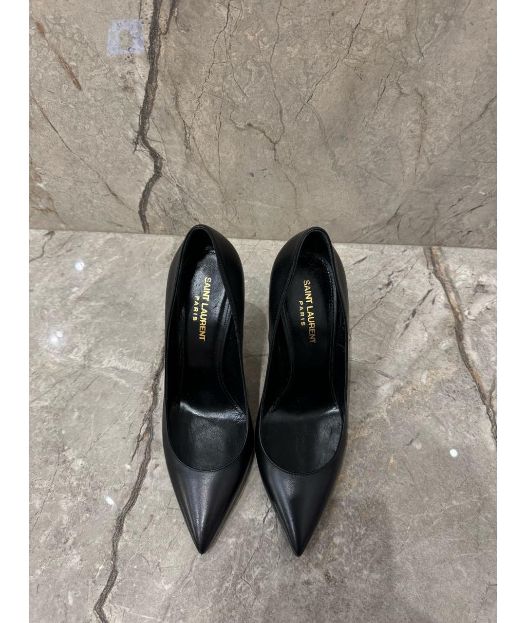 SAINT LAURENT Черные кожаные туфли, фото 2